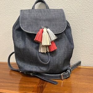 Rebecca Minkoff Denim Backpack with Leather Tassels